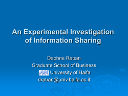 Daphne Raban: An Experimental Investigation of Information Sharing