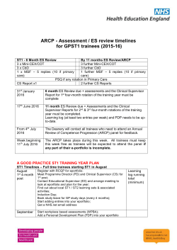 ARCP - Assessment / ES review timelines for GPST1