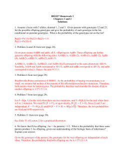 BIO227 Homework 1 Chapters 1 and 2 Solutions 1. Assume a locus