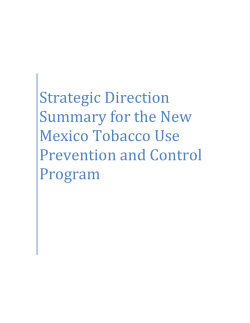 Strategic Direction Summary for the New Mexico Tobacco Use