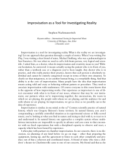 Improvisation as a Tool for Investigating Reality