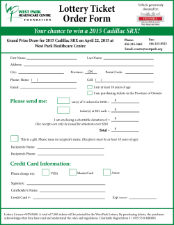 Lottery Ticket Order Form - West Park Healthcare Centre