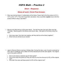 HSPA Math &ndash; Practice 2 Short &ndash; Response Show all work. Circle