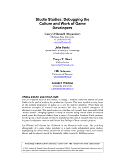 Studio Studies: Debugging the Culture and Work of Game Developers