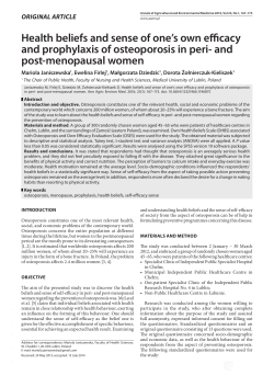 Health beliefs and sense of one`s own efficacy and prophylaxis of