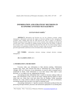 information and strategic decisions in economic entities management