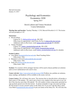 Psychology and Economics Economics 1030