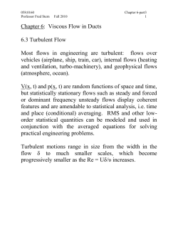 Chapter 6: Viscous Flow in Ducts