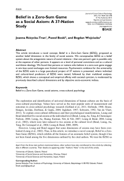 Belief in a Zero-Sum Game as a Social Axiom