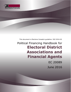 Political Financing Handbook for Electoral District Associations and