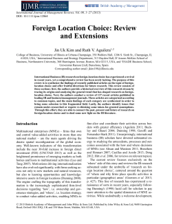 Foreign Location Choice: Review and Extensions