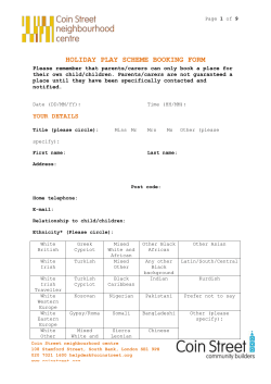 holiday play scheme booking form