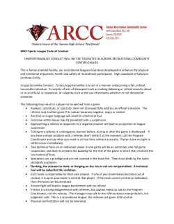 ARCC Sports League Code of Conduct UNSPORTSMANLIKE