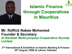 Islamic Finance through Co-operatives in Mauritius