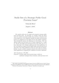 Stable Sets of a Strategic Public Good Provision Game