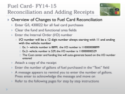 Fuel Card Reconciliation Using Internal Order