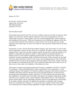 January 28, 2015 Dr. David P. Svaldi, President Adams State