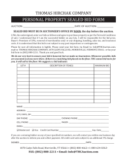 Personal ProPerty sealed Bid Form