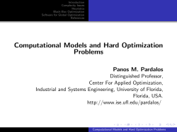 Computational Models and Hard Optimization Problems