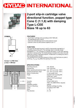 2-port slip-in cartridge valve directional function, poppet type Cone