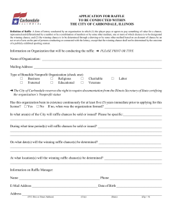 APPLICATION FOR RAFFLE TO BE CONDUCTED WITHIN THE