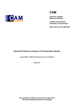 Revealed Preference Analysis of Characteristics Models Laura Blow
