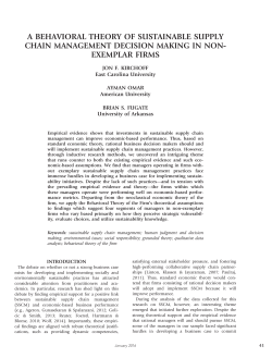 A Behavioral Theory of Sustainable Supply Chain Management