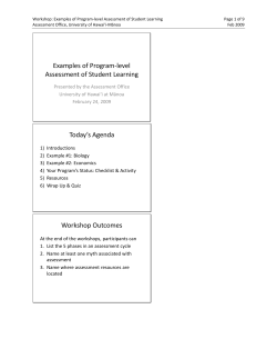 Examples of Program-level Assessment of Student Learning Today`s