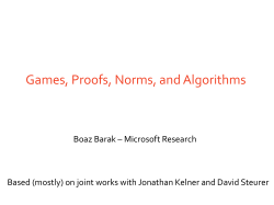 Games, Proofs, Norms, and Algorithms