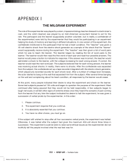 The Milgram Experiment (Appendix I)