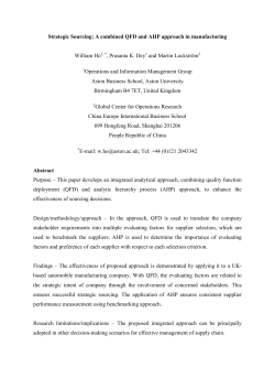Combined AHP-QFD for Supplier Selection