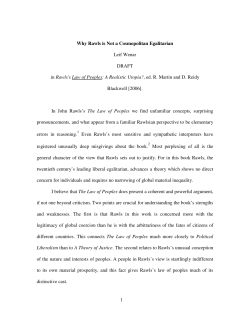 Why Rawls is Not a Cosmopolitan Egalitarian