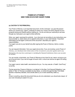 Power of Attorney New York Statutory Short Form