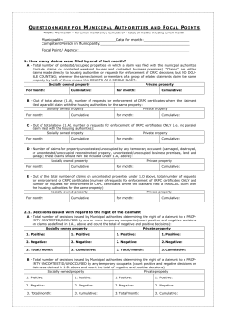questionnaire for municipal authorities and focal points