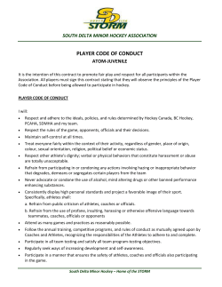 PLAYER CODE OF CONDUCT - South Delta Minor Hockey
