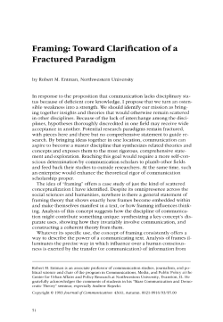 Framing: Toward Clarification of a Fractured Paradigm