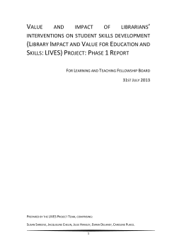 lives project: phase 1 report - UWE Research Repository