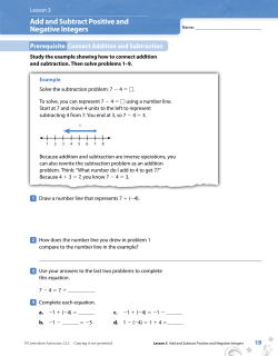 Add and Subtract Positive and Negative Integers