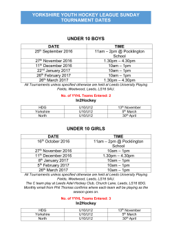 yorkshire youth hockey league sunday tournament dates