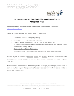 Application Form - The Da Vinci Institute