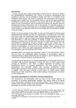 Introduction Economic development, innovation and the entrepreneur