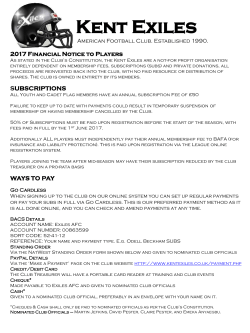 2014 Financial Notice to Players As stated in the Club&acirc;