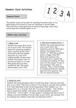 Number Card Activities