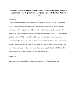 (CSR) and Corporate Political Activity