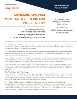 Managing Law Firm Profitability, Pricing and Predictability