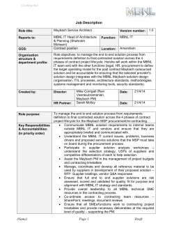 Confidential Job Description Role title: Maybach Service Architect