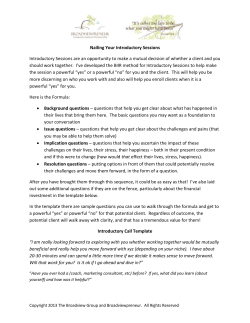 Nailing Your Introductory Sessions