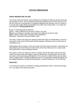 1 STRATEGY MEMORANDUM VISION, MISSION AND VALUES