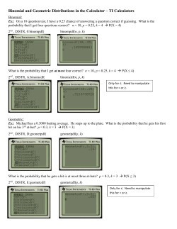 Binomial and Geometric Distributions in the Calculator