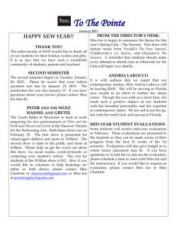 To The Pointe January 2015 HAPPY NEW YEAR!! THANK YOU! The